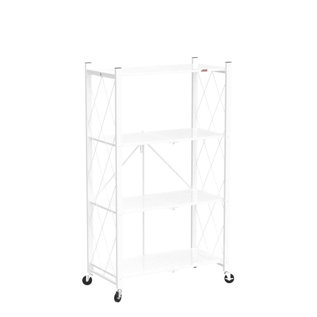 4 Tier White Metal Storage Shelves with Wheels V156781
