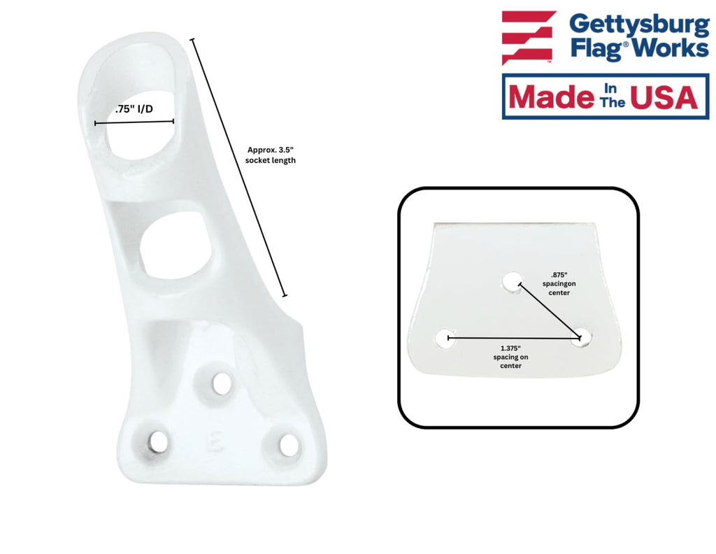 Cast Aluminum Bracket for .75" Outside Diameter Flagpoles in Silver D918008