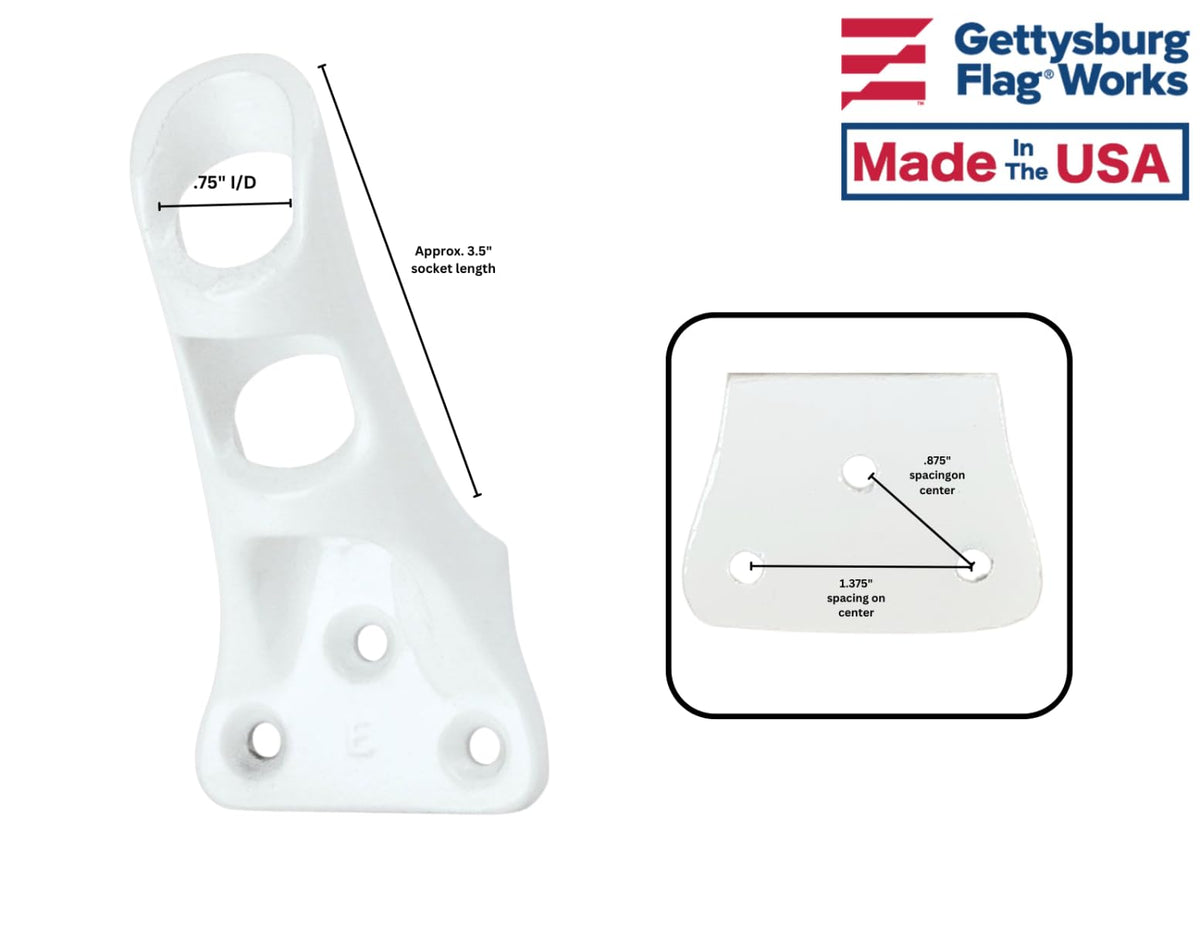 Cast Aluminum Bracket for .75" Outside Diameter Flagpoles in Silver D918008
