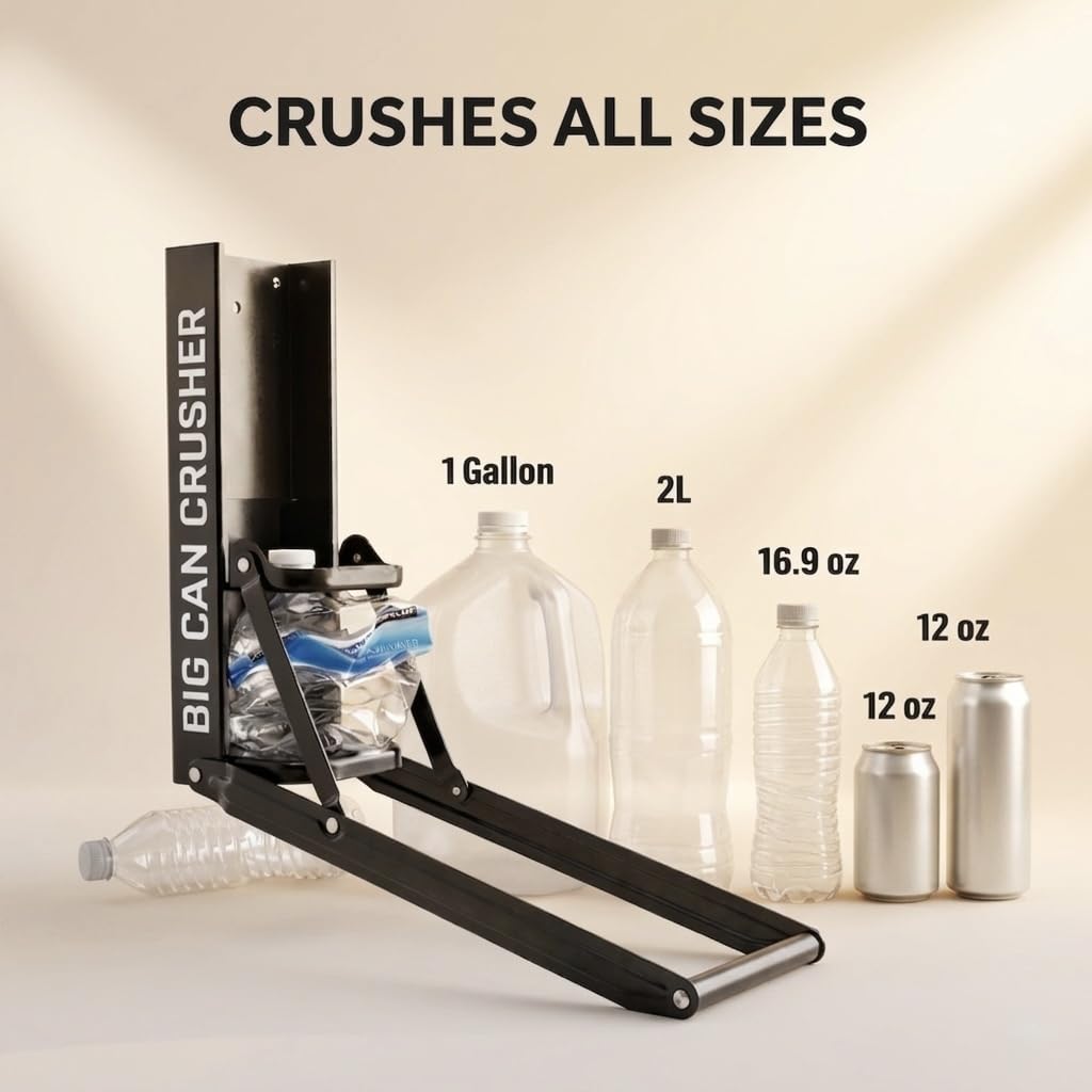 Heavy Duty Metal Can Crusher Bottle Crusher, Wall Mounted, Black T8616
