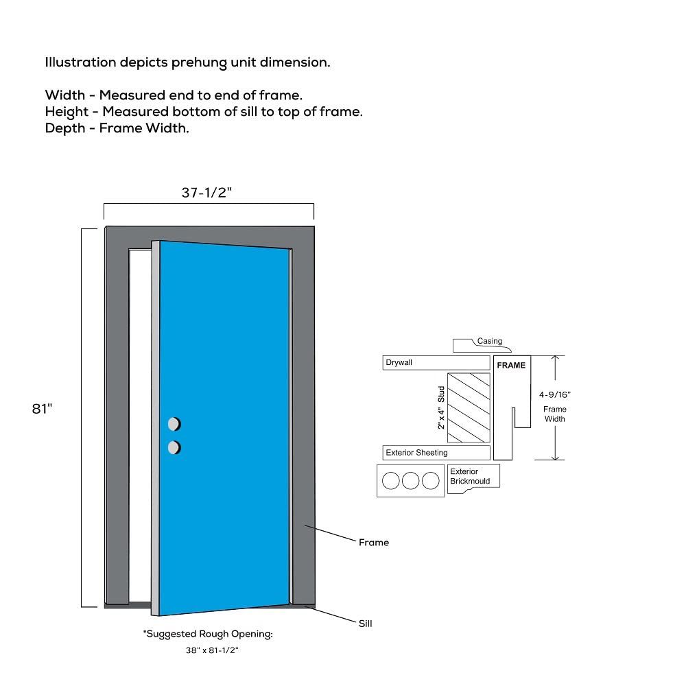 Steel Primed Left Hand Outswing Prehung Door Full Lite 36"x80" P6372
