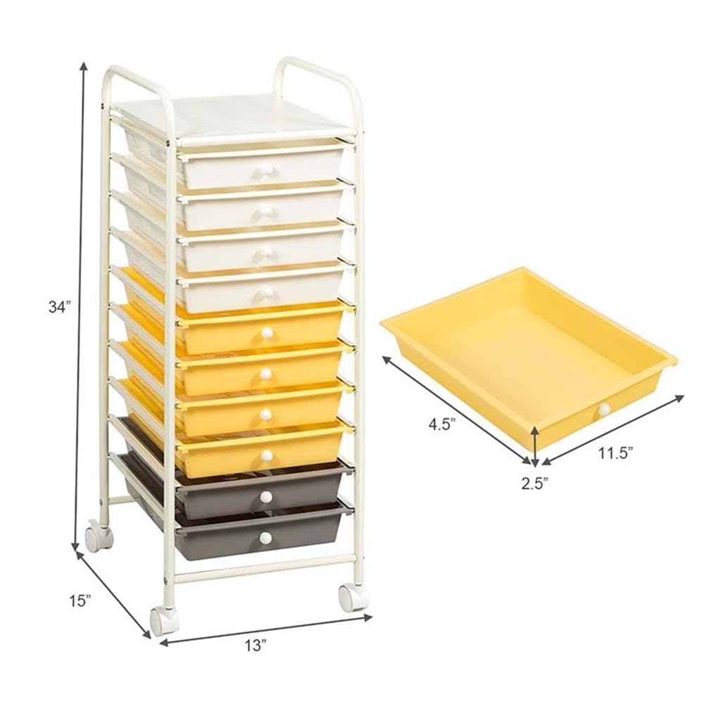 Rolling Storage Cart with 10 Drawers T21989