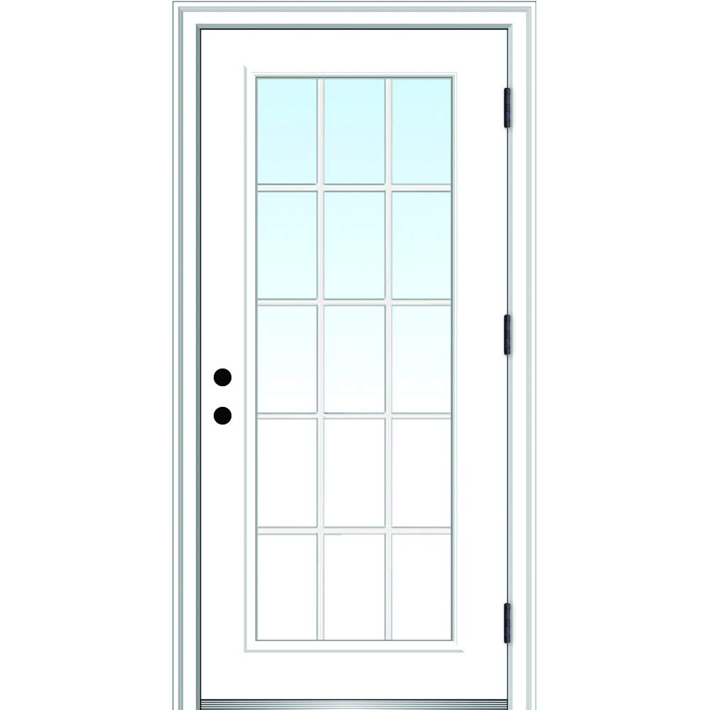 Steel Primed Left Hand Outswing Prehung Door Full Lite 36"x80" P6372