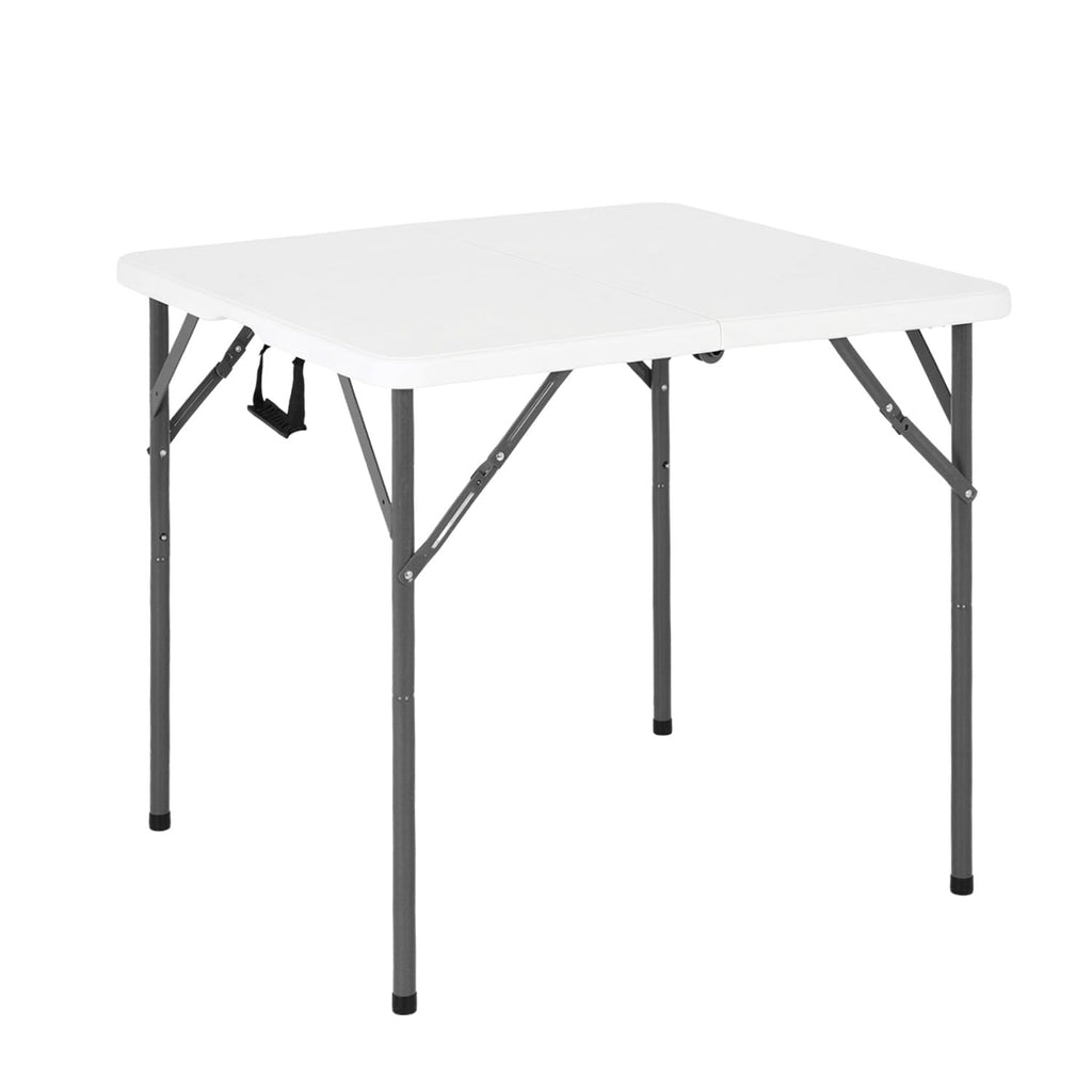 White Plastic Folding Card Table with Carrying Handle P139076