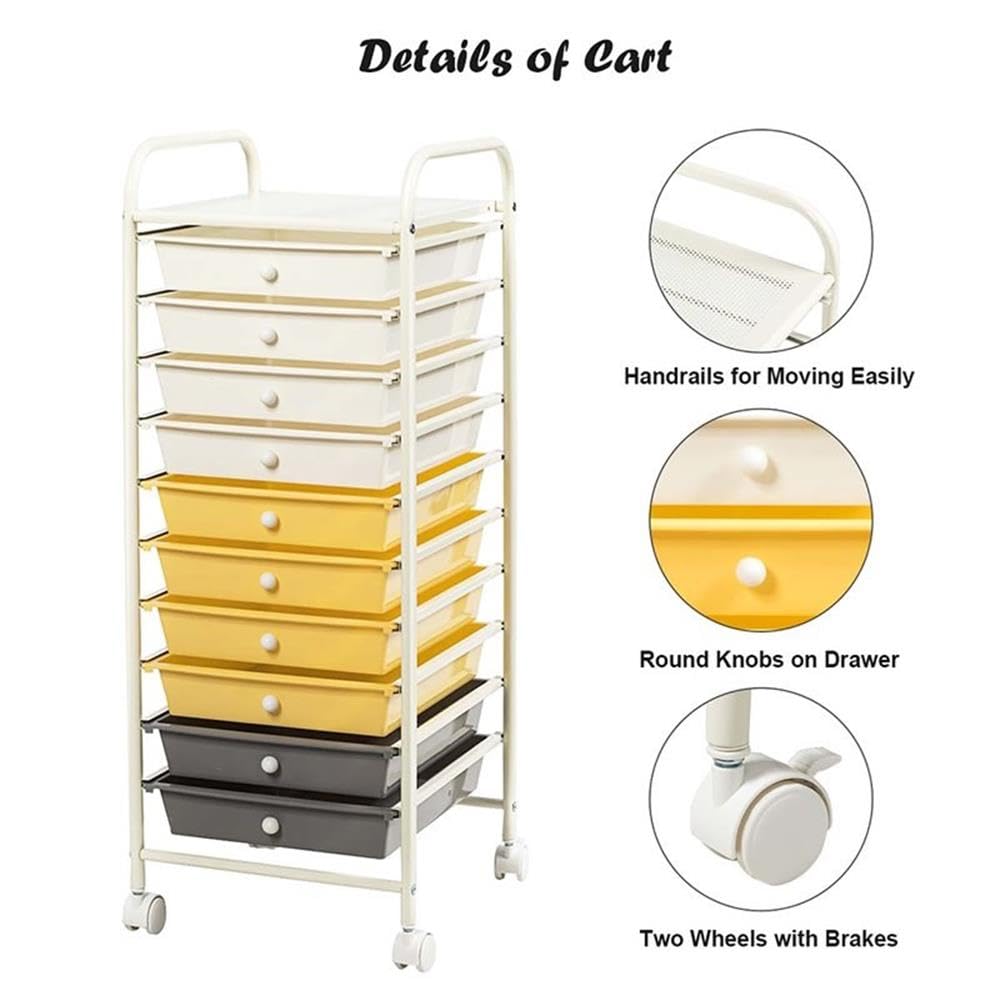 Rolling Storage Cart with 10 Drawers T21989