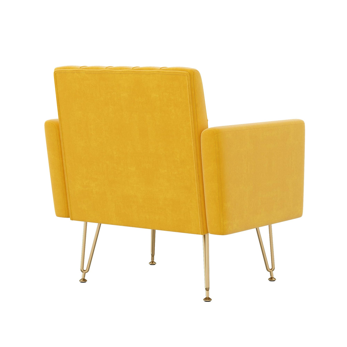 Orange-Yellow Velvet Single Sofa Chair with Gold Metal Legs V1500