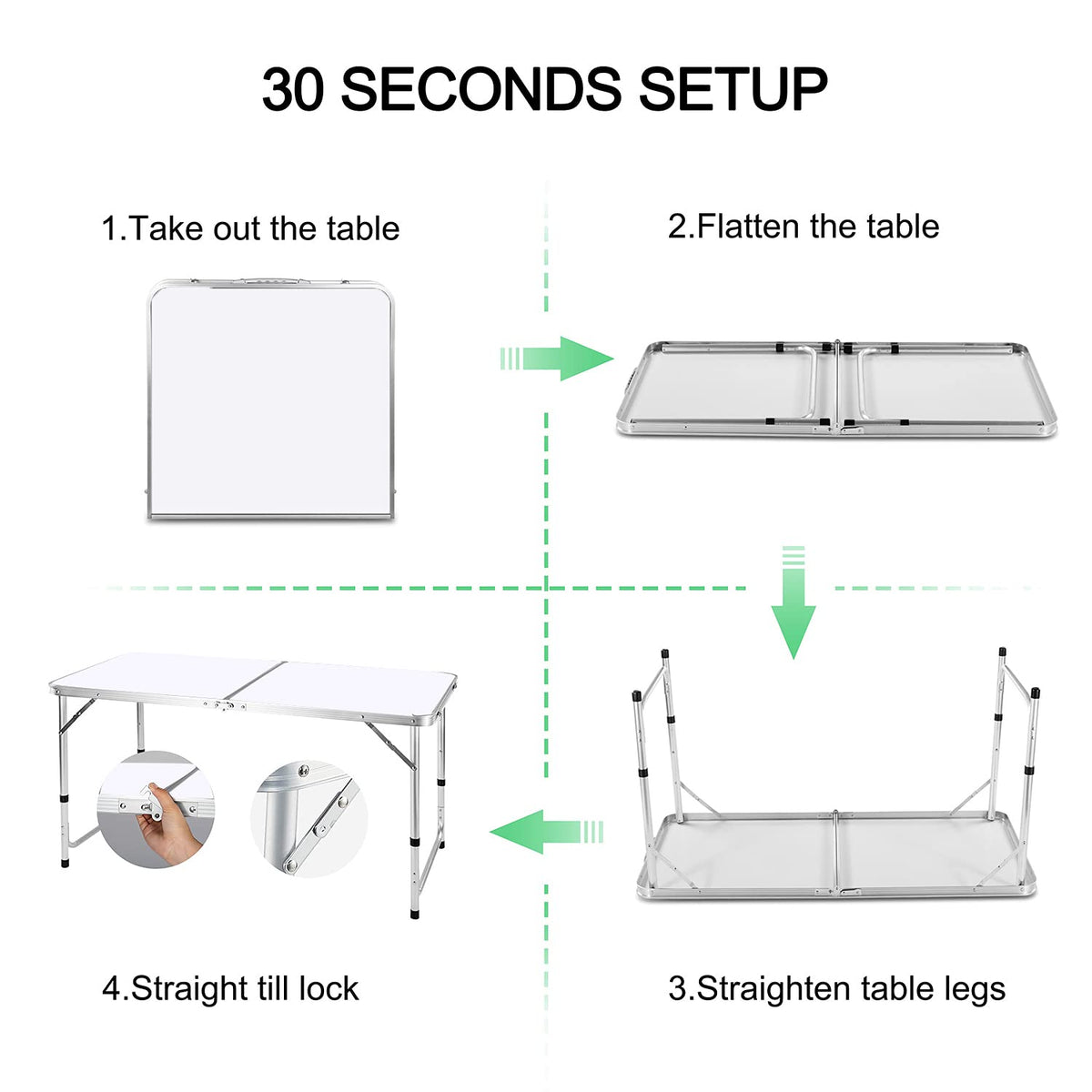 4 FT Aluminum Height Adjustable Folding Camping Table F904983