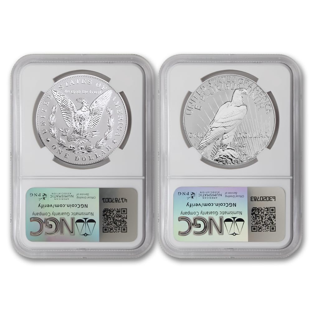 Set of 2 American Silver Morgan and Peace Dollar L7229