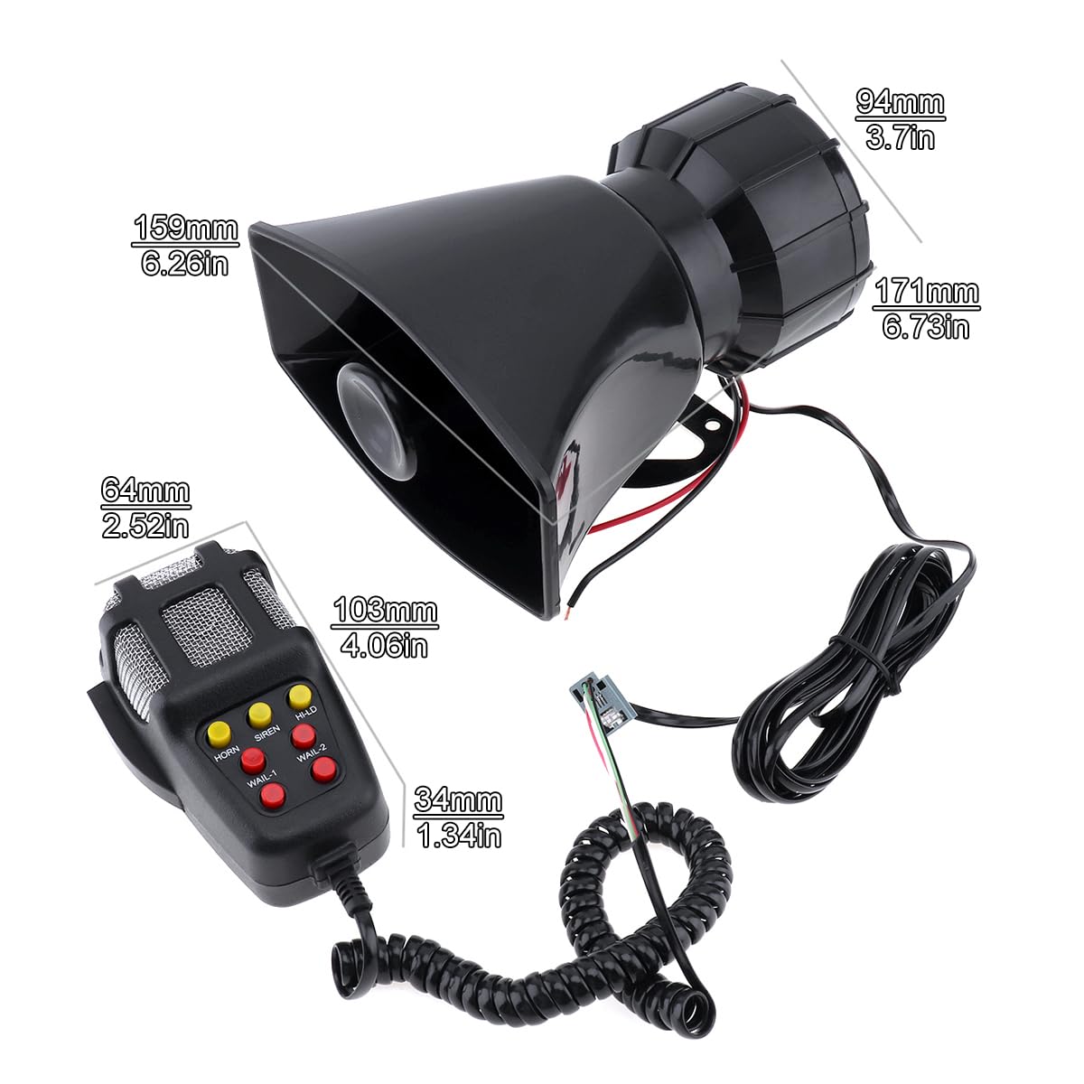 Car Siren Vehicle Horn with Mic PA Speaker System DC 12V Y961320