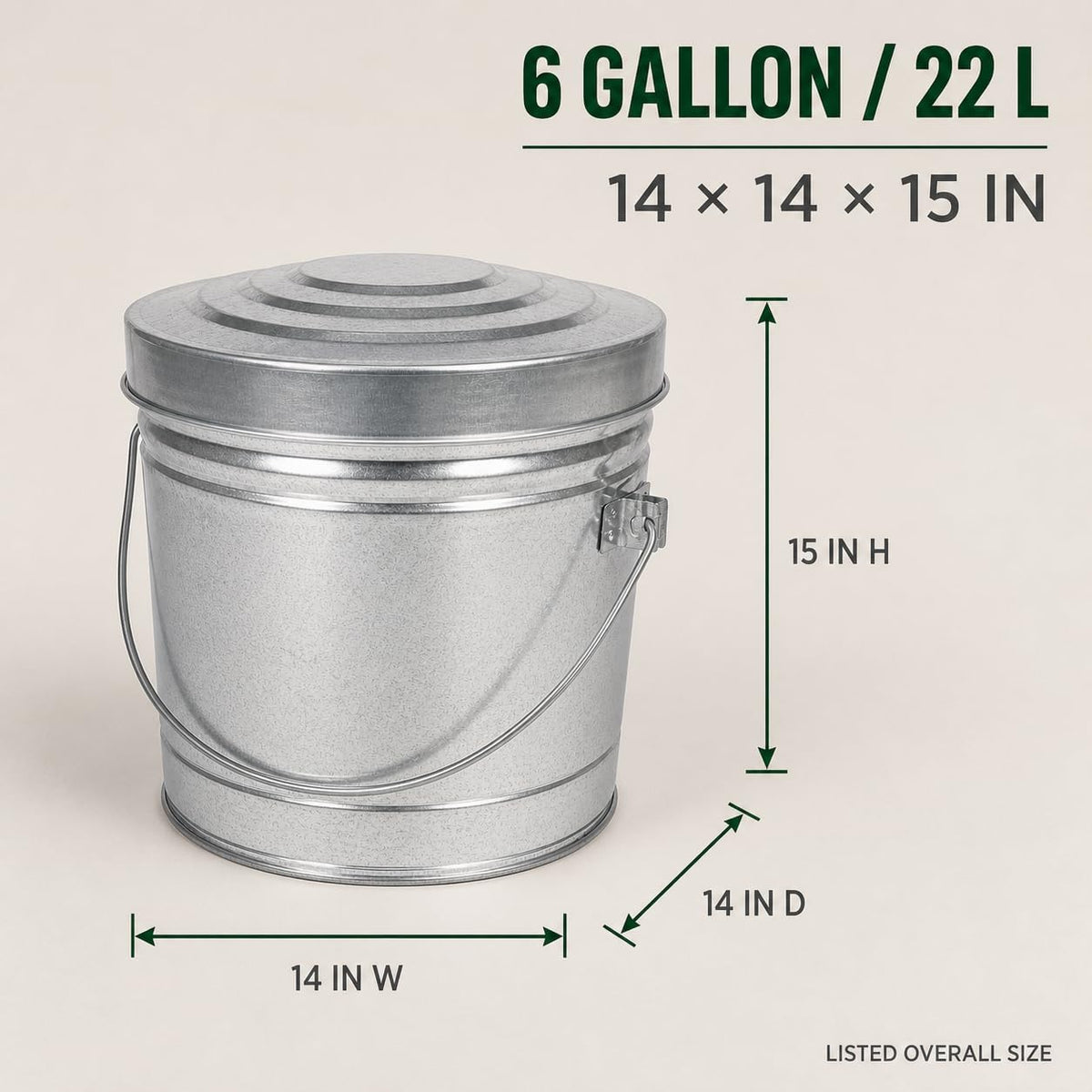 6 Gallon Galvanized Storage Can with Locking Lid I664719
