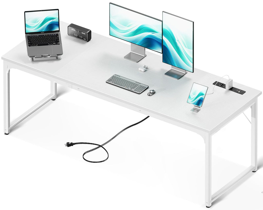 71 Inch White Computer Desk with USB Ports B3084