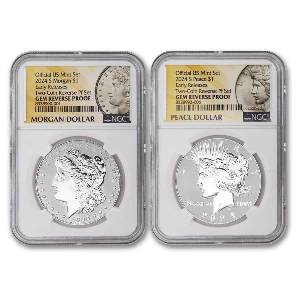 Set of 2 American Silver Morgan and Peace Dollar L7229