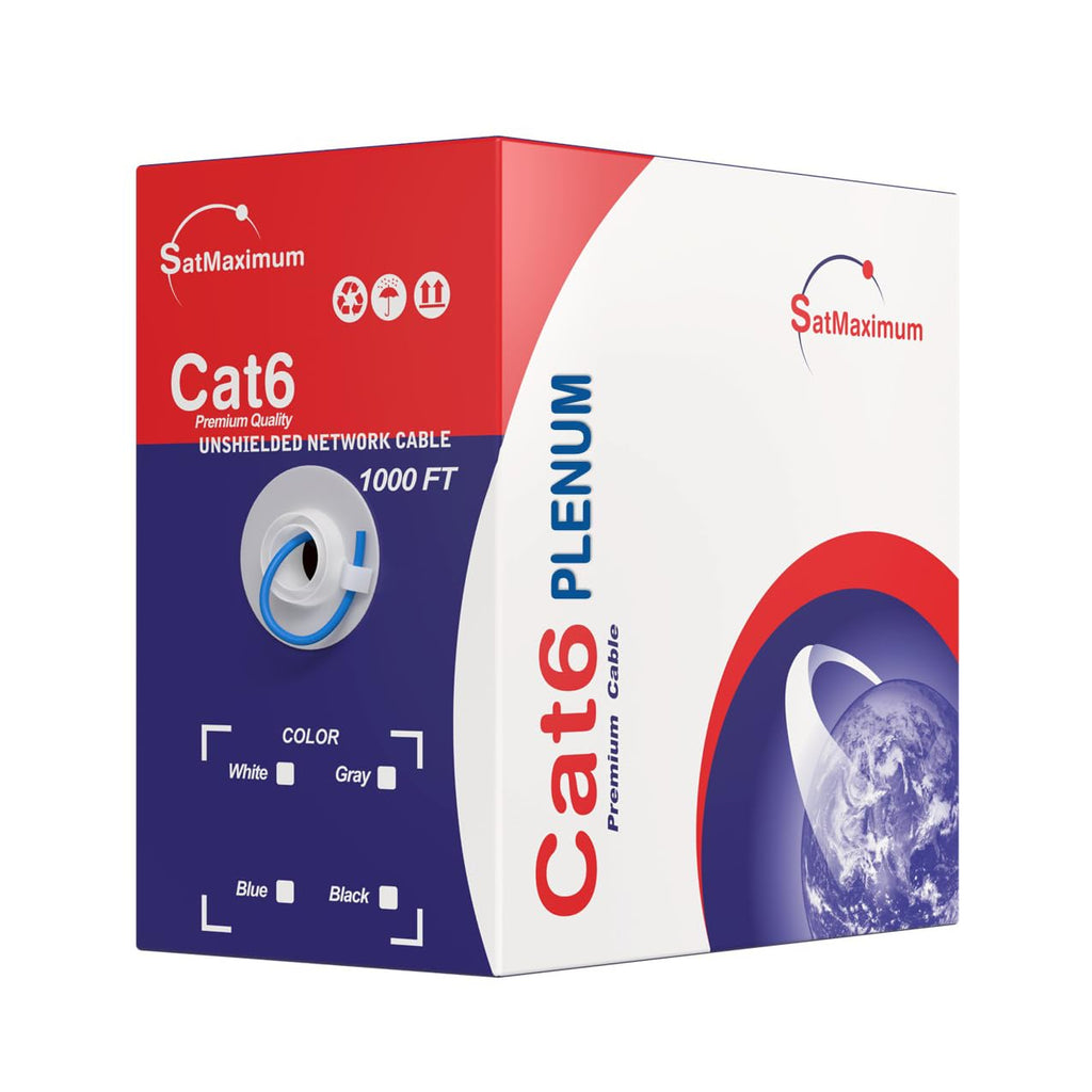 1000ft Cat6 Plenum Rated CMP 23AWG Solid CCA UTP 550MHz Bulk Network Cable Blue D649578