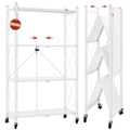 4 Tier White Metal Storage Shelves with Wheels V156781