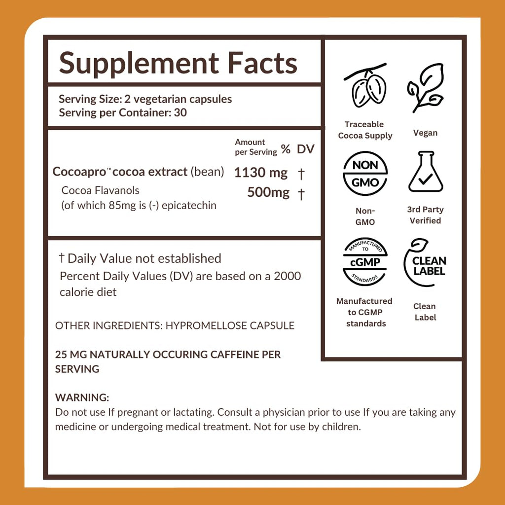 500mg High Flavanol Cocoa Supplement 60 Capsules D57455