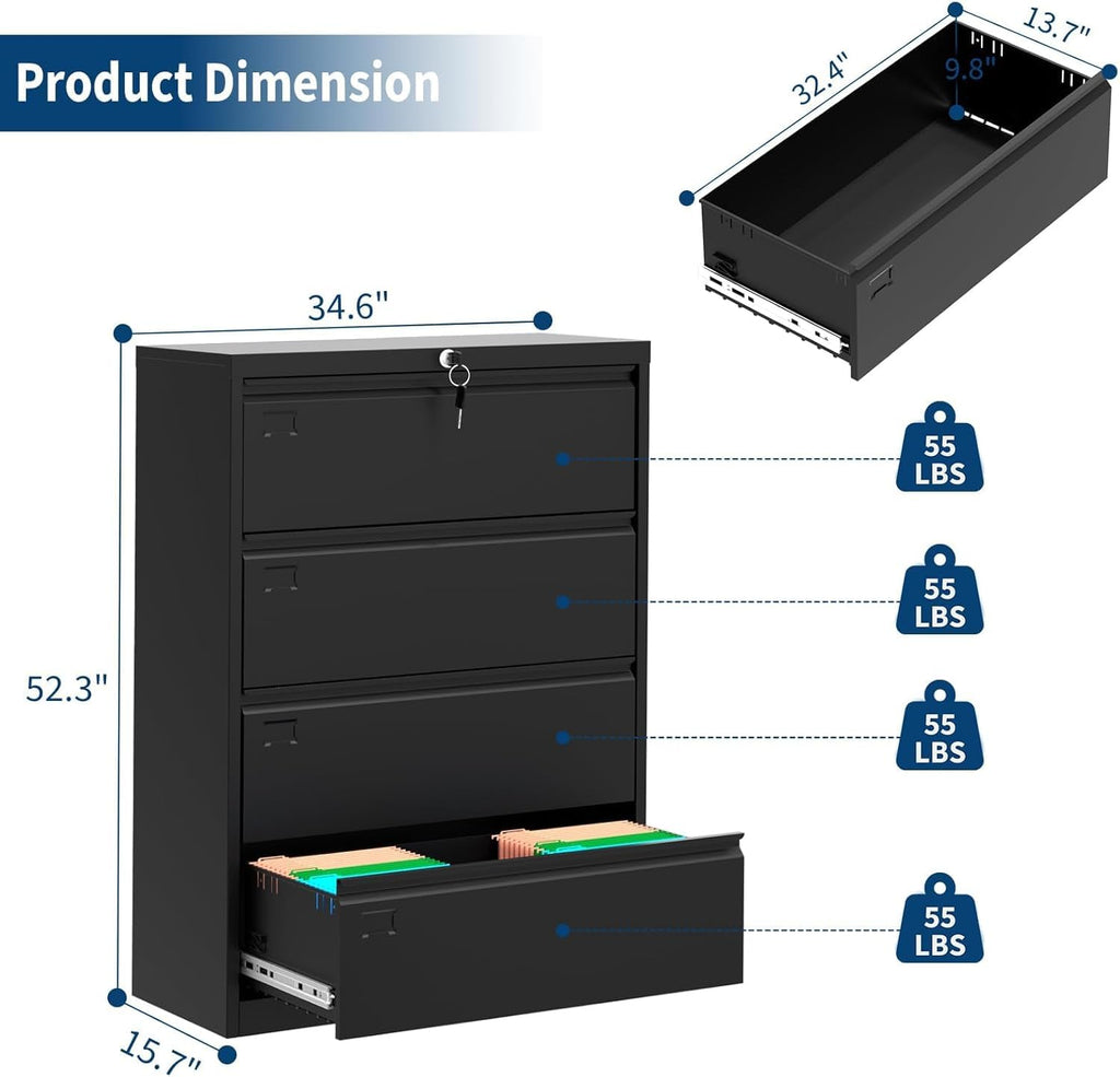 4 Drawer Metal File Cabinet with Lock J7247