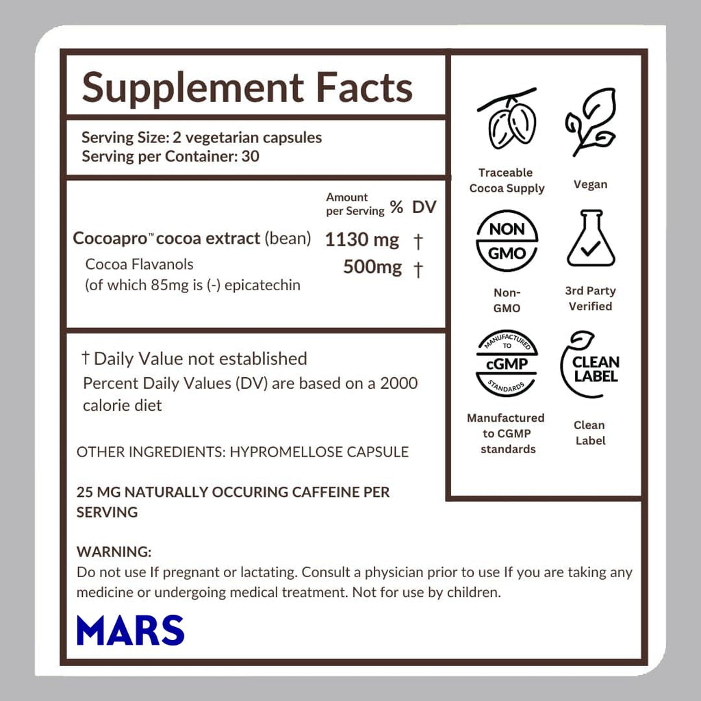 500mg High Flavanol Cocoa Supplement 60 Capsules D57455