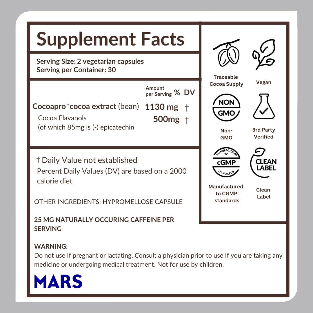 500mg High Flavanol Cocoa Supplement 60 Capsules D57455