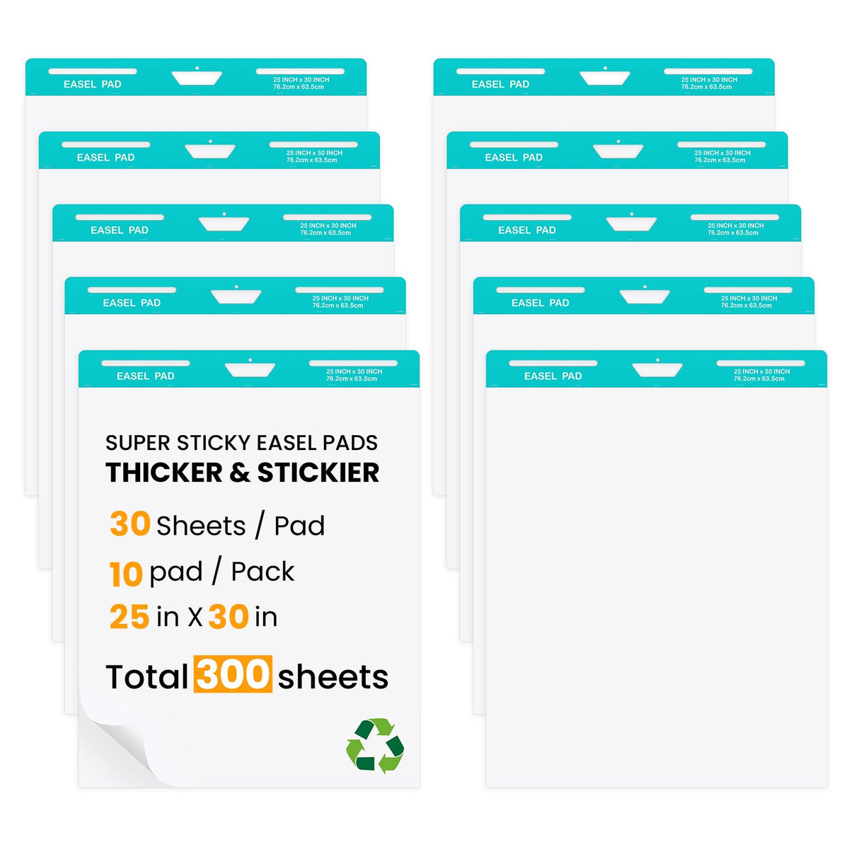 25x30 Inch Self-Adhesive Flip Chart Paper 10 Pack H169