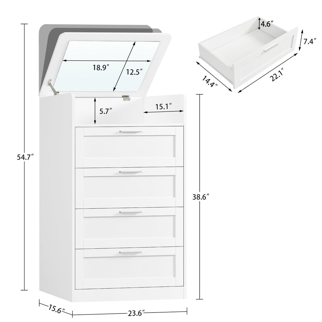 White 4 Drawer Dresser with Mirror B5658