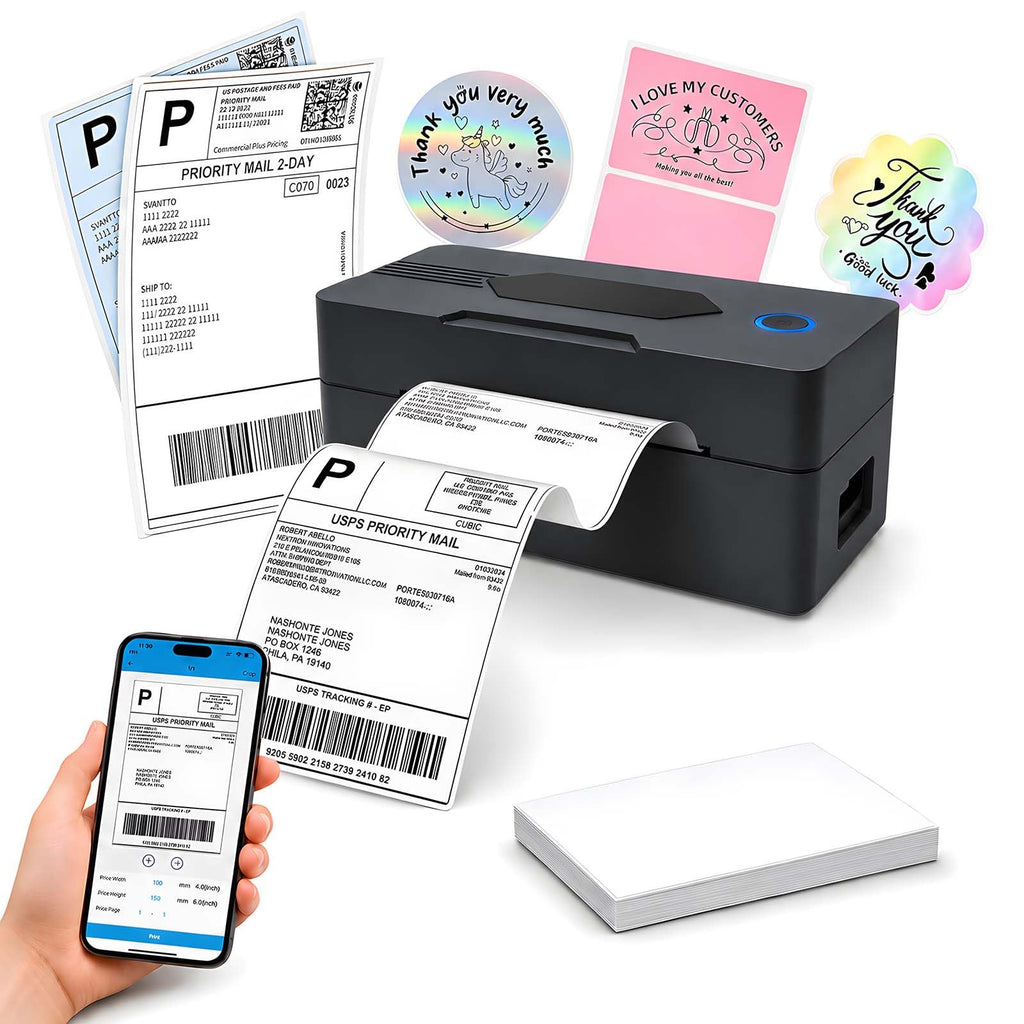 Bluetooth Thermal Shipping Label Printer, 4x6, Matte Black S8332