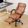 Brown Ergonomic Reclining Office Chair with Footrest and Lumbar Support V37661