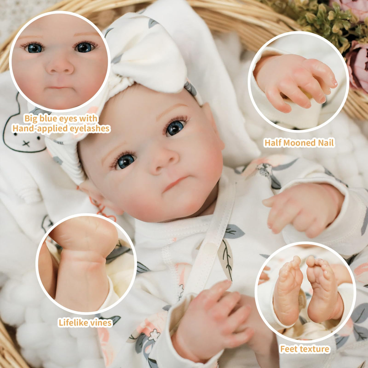 20 Inch Soft Vinyl Poseable Reborn Baby Dolls N3958