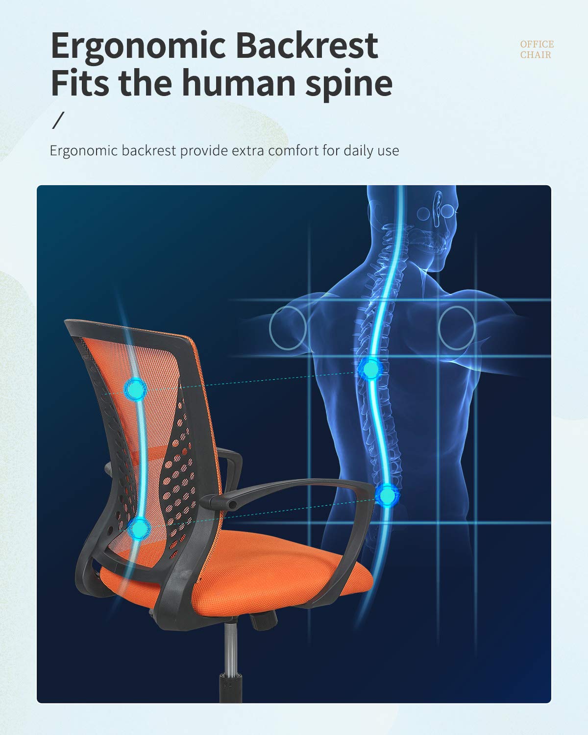 Mid Back Office Chair with Lumbar Support S1328