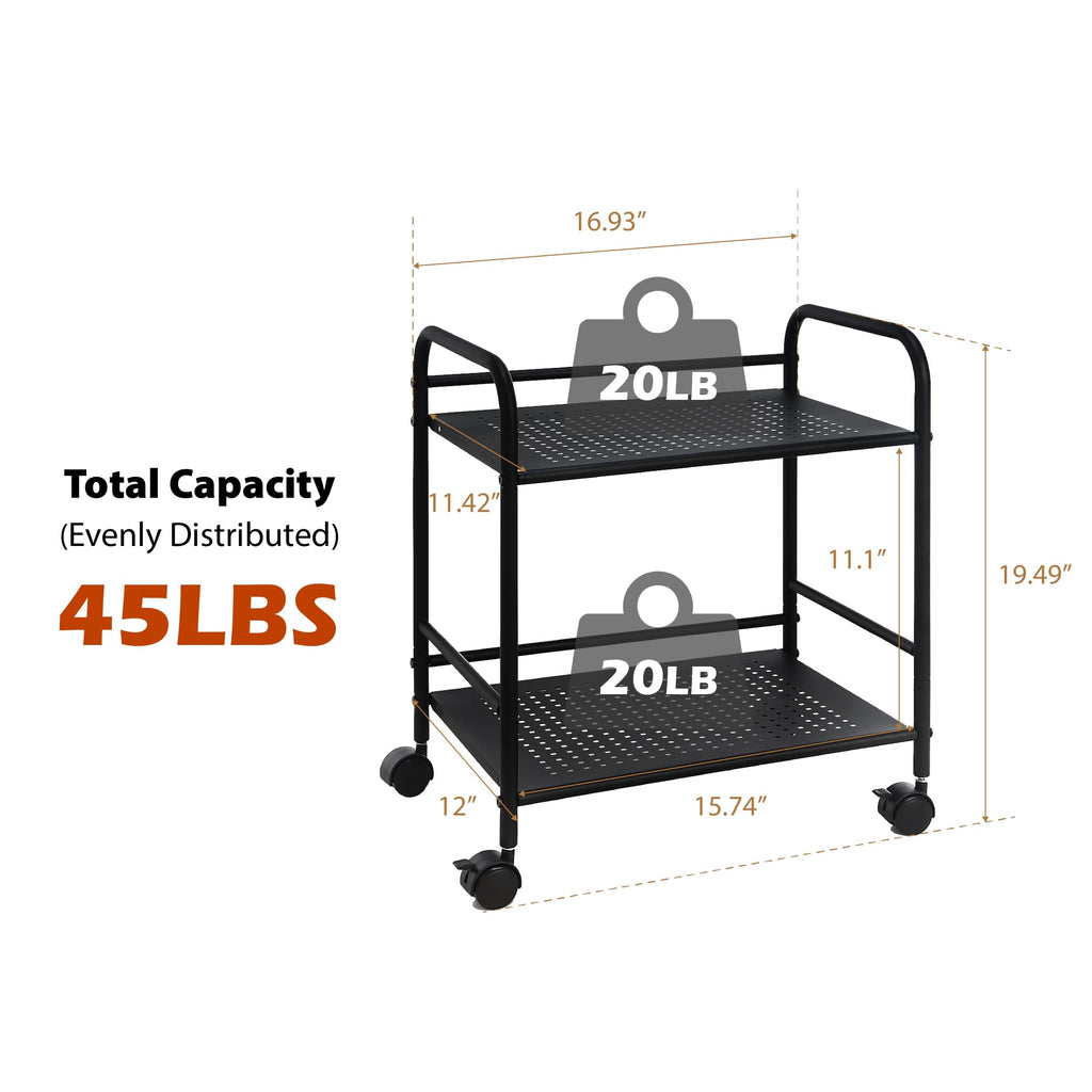 2-Tier Metal Rolling Utility Cart A33498