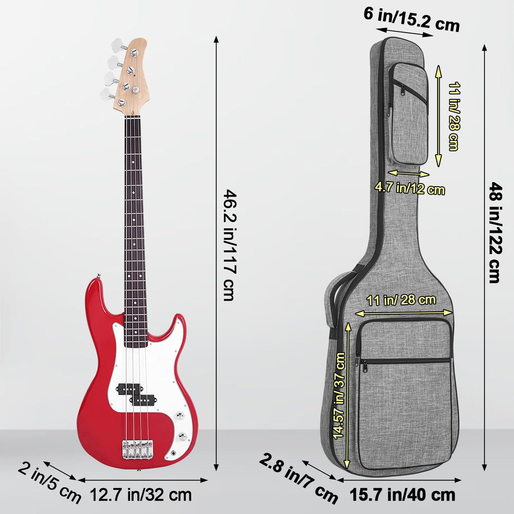 47 Inch 11mm Padding Grey Electric Bass Guitar Bag M490061