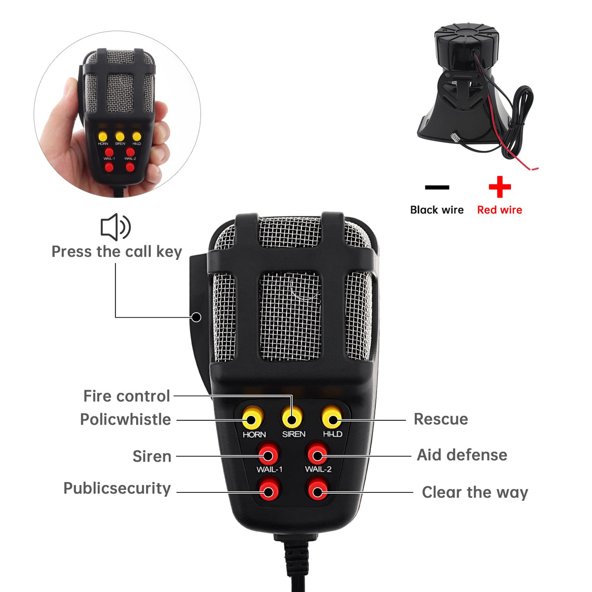 Car Siren Vehicle Horn with Mic PA Speaker System DC 12V Y961320