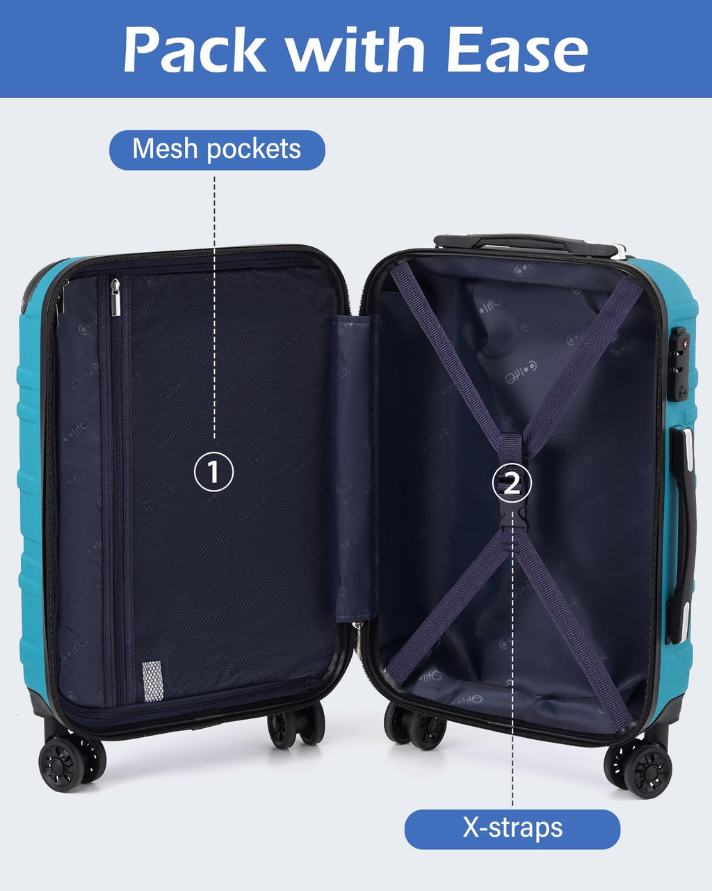 Hardside ABS Luggage with TSA Lock and Spinner Wheels A63874