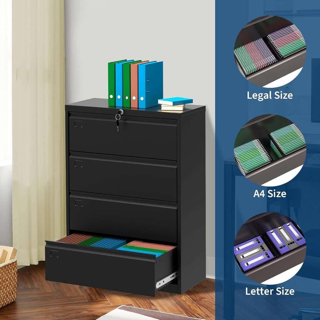 4 Drawer Metal File Cabinet with Lock J7247