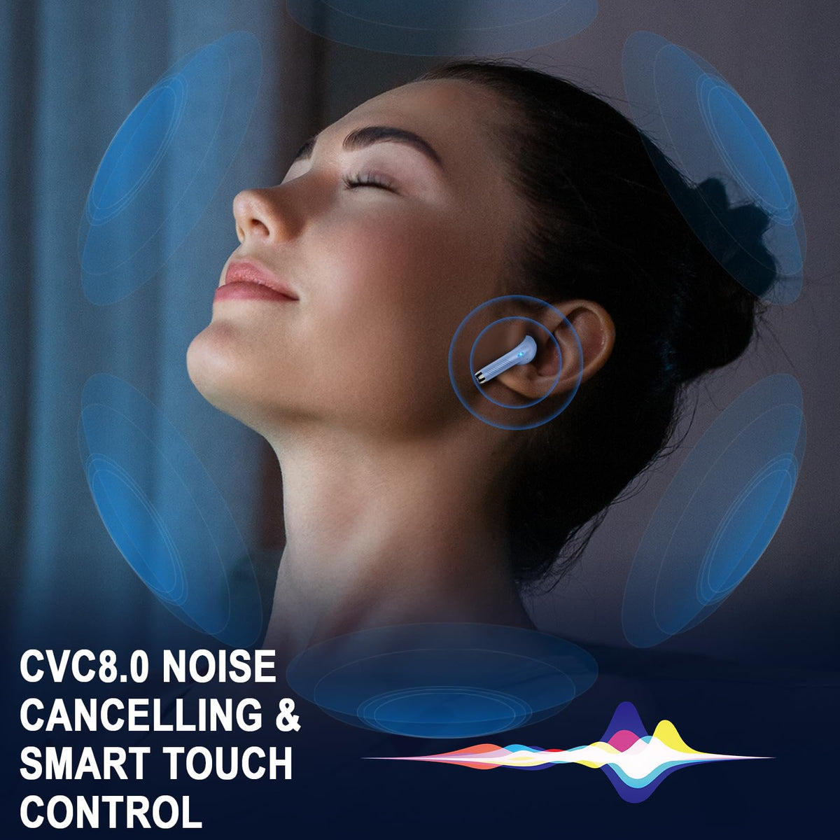 Black and Purple Wireless Earbuds V1640