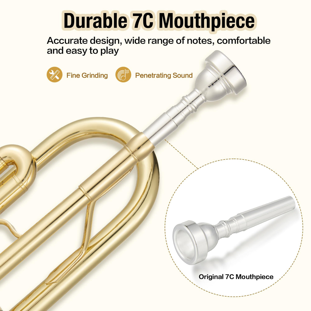 Bb Trumpet with Case Mouthpiece Gloves Cleaning Kit and Polish Cloth U379850