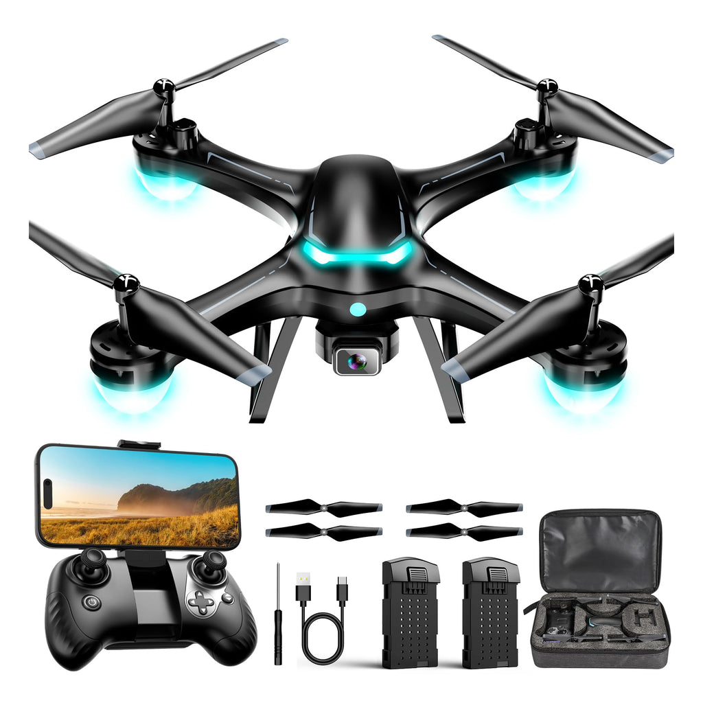 Black 1080P Camera Drone with 2 Batteries Y97135