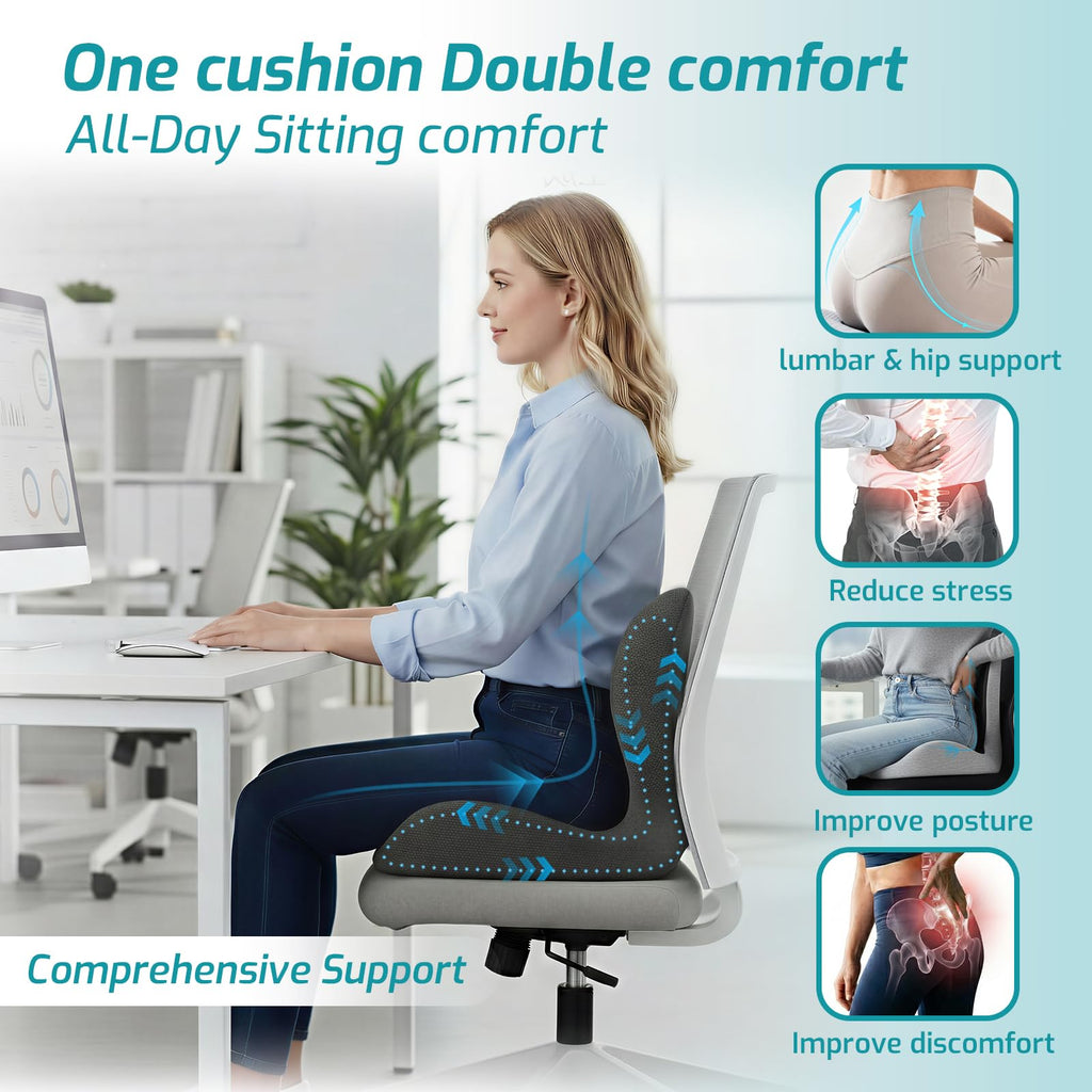 Ergonomic Seat Cushion & Lumbar Support Pillow S811009