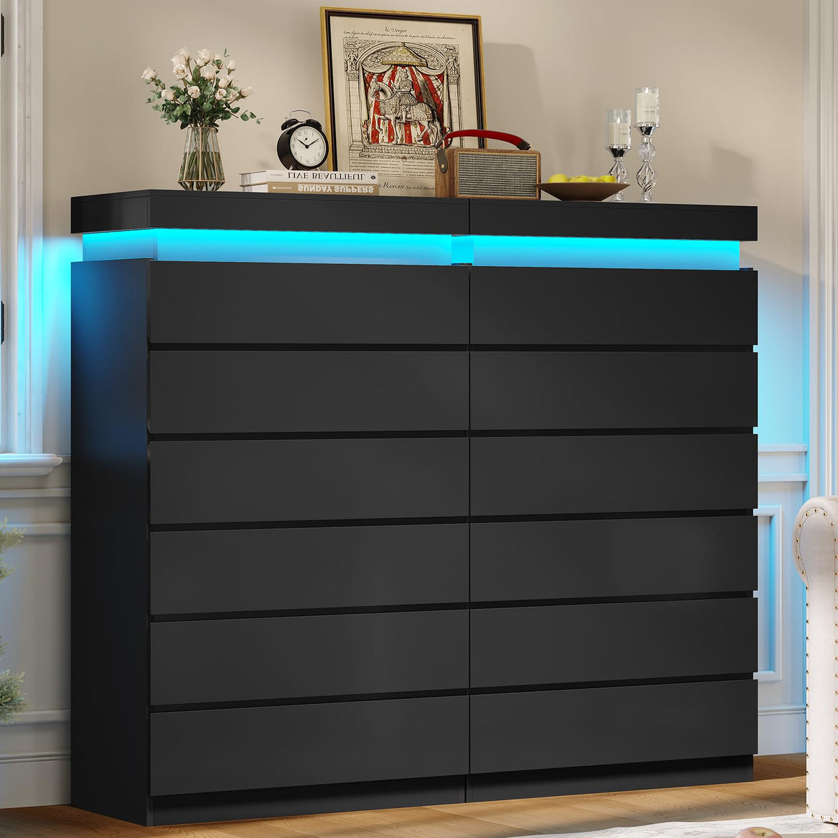 Black 6 Drawer Dresser W464