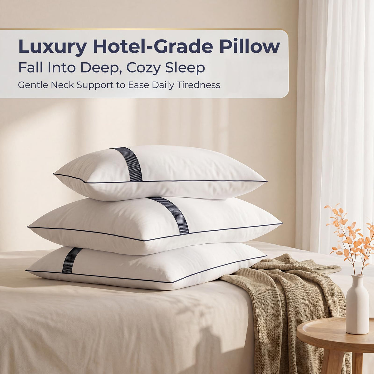 King Size Set of 2 Down Alternative Bed Pillows D340