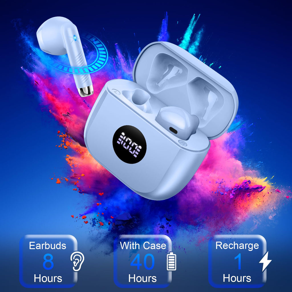 Black and Purple Wireless Earbuds V1640