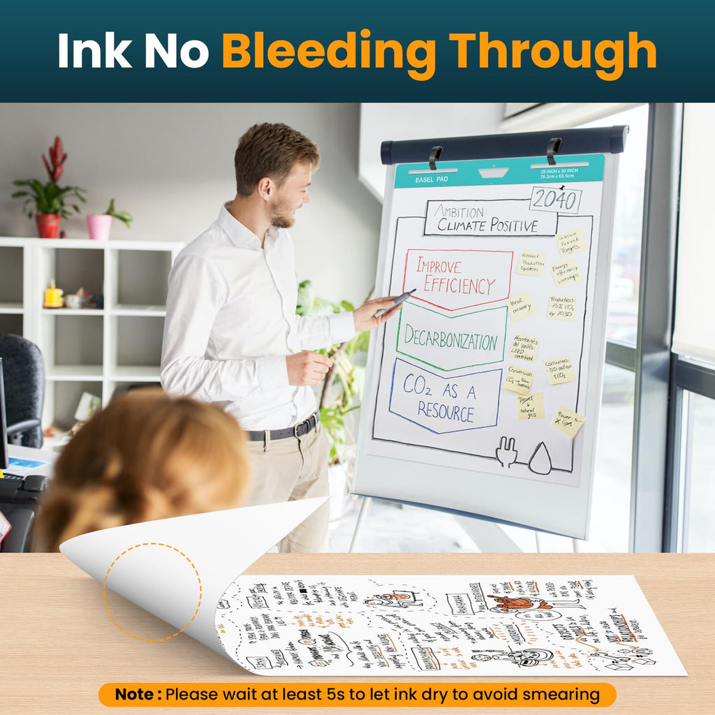 25x30 Inch Self-Adhesive Flip Chart Paper 10 Pack H169