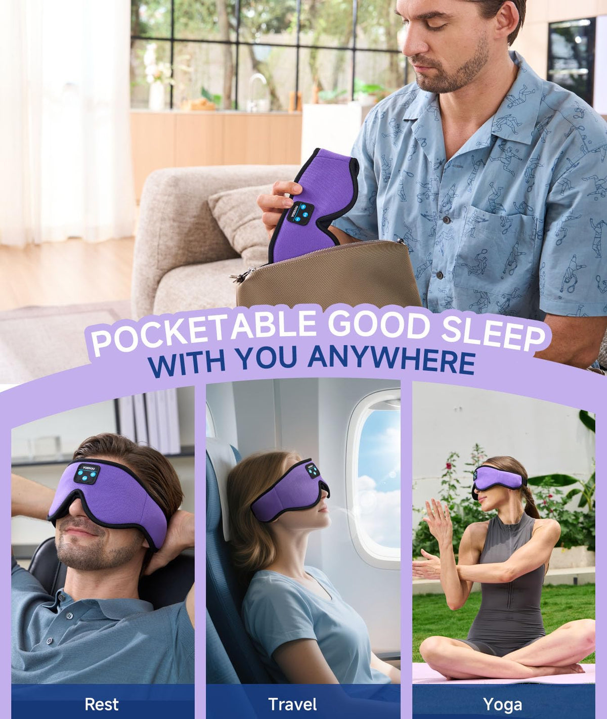 Bluetooth 3D Sleep Mask with Headphones U900