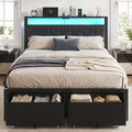 Full Size Bed Frame with Upholstered Headboard and 2 Storage Drawers F660