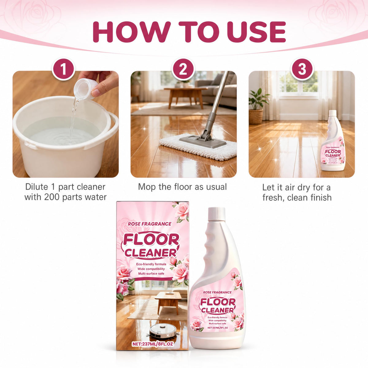 Rose Scent Floor Cleaner 8 fl.oz K3455
