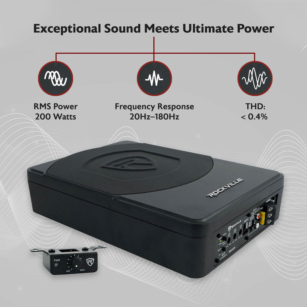 10" Slim Under-Seat Powered Car Subwoofer Q39596