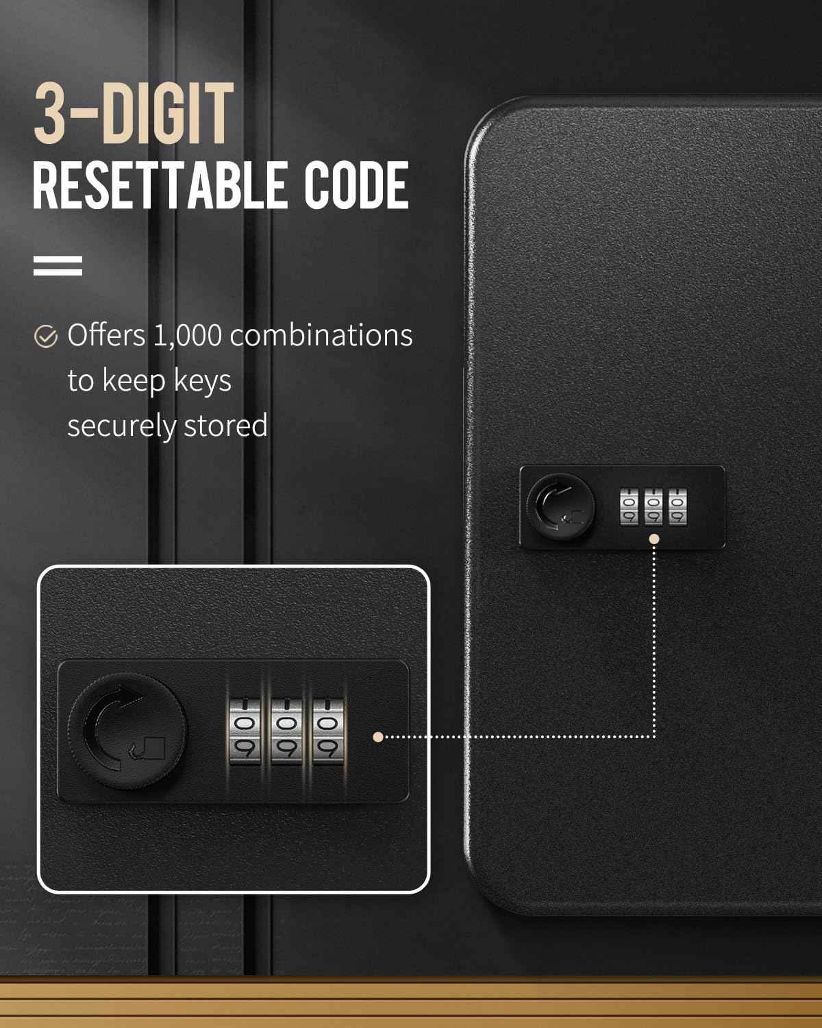 Black Steel Key Cabinet with Combination Lock H247746