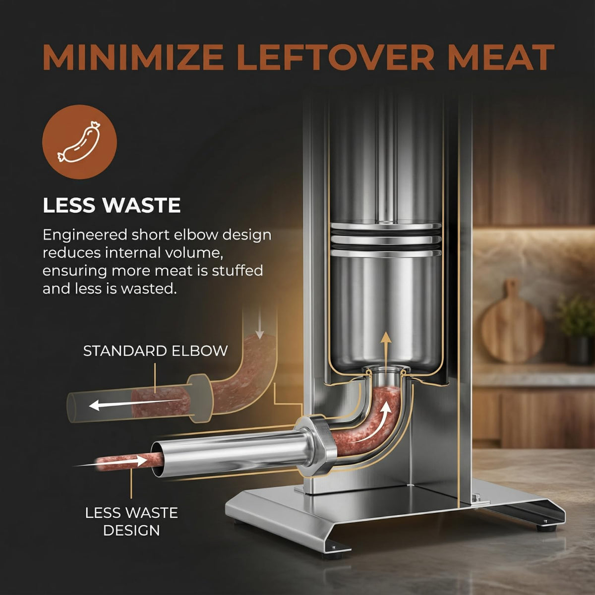 7 L Vertical Stainless Steel Sausage Stuffer with 4 Stuffing Tubes H910720