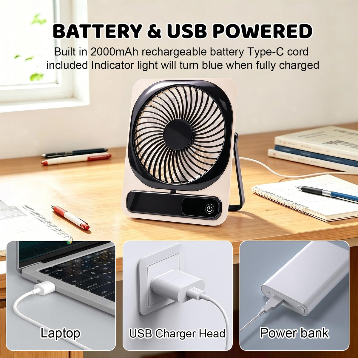Portable Battery Operated USB Rechargeable Mini Personal Fan X443732