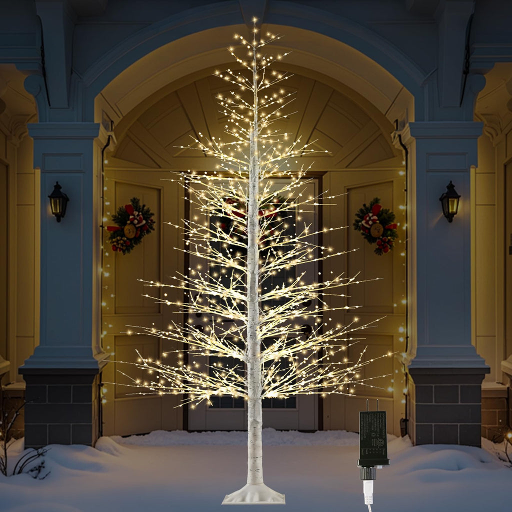 7FT Lighted Birch Tree with 1500 Warm LED Lights O93300