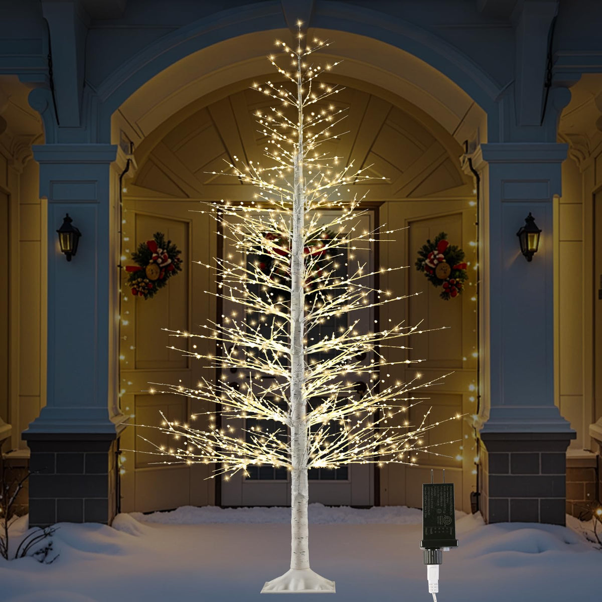 7FT Lighted Birch Tree with 1500 Warm LED Lights O93300